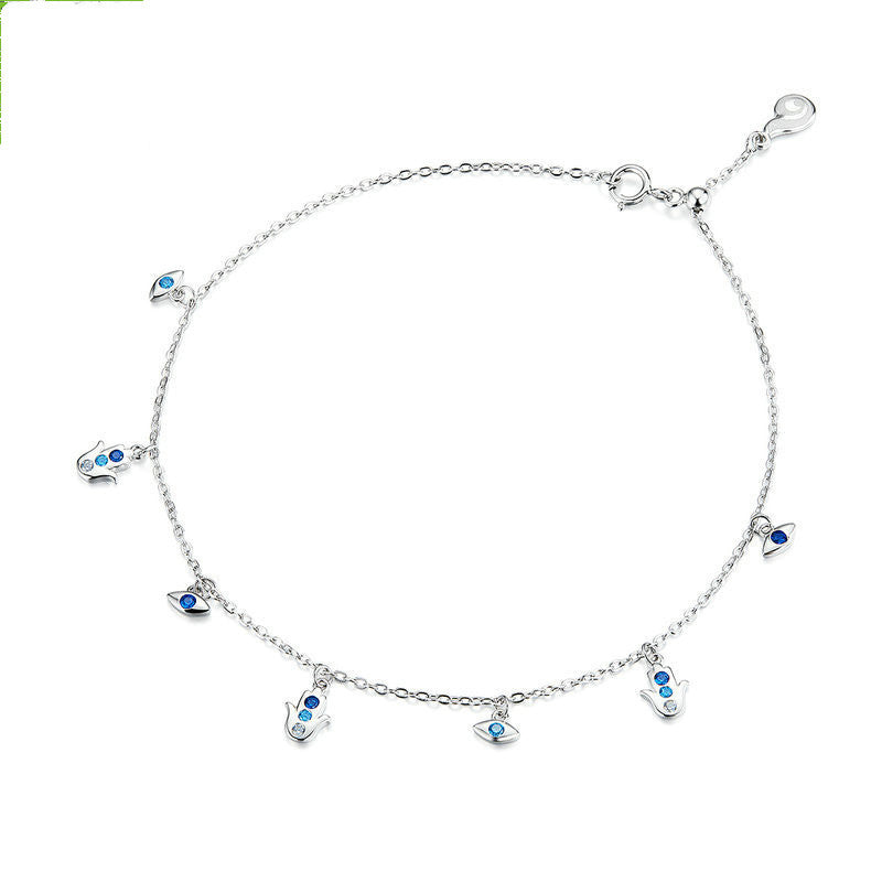 Silver Evil Eye Charm Anklet