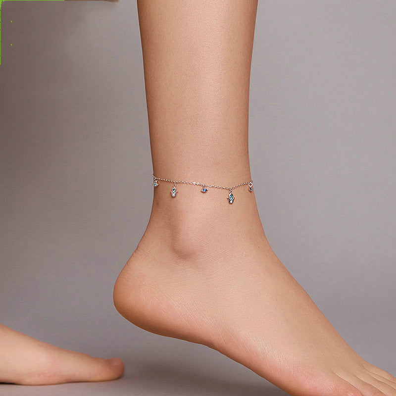 Silver Evil Eye Charm Anklet