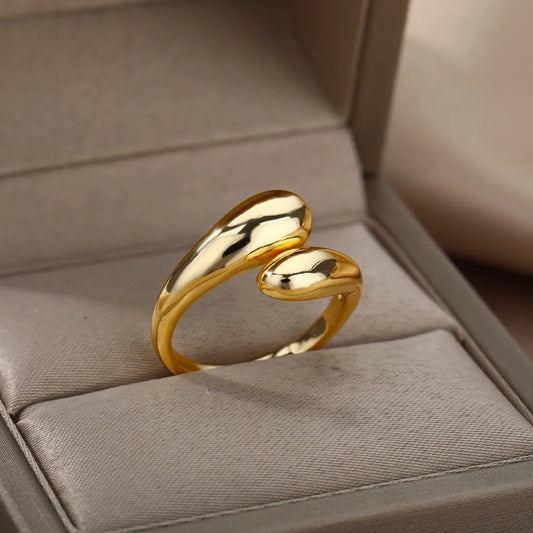 Golden Double Ball Aesthetic Ring