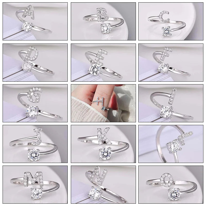 Alphabet Open Finger Rings