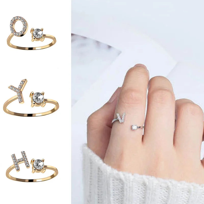 Alphabet Open Finger Rings