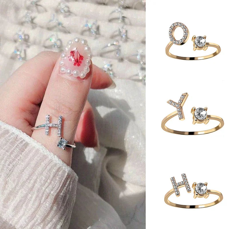 Alphabet Open Finger Rings