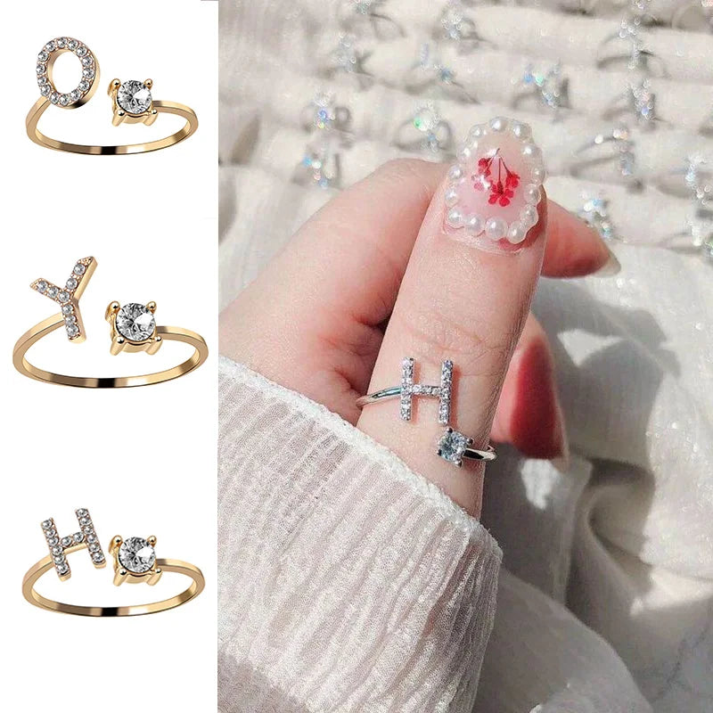 Alphabet Open Finger Rings