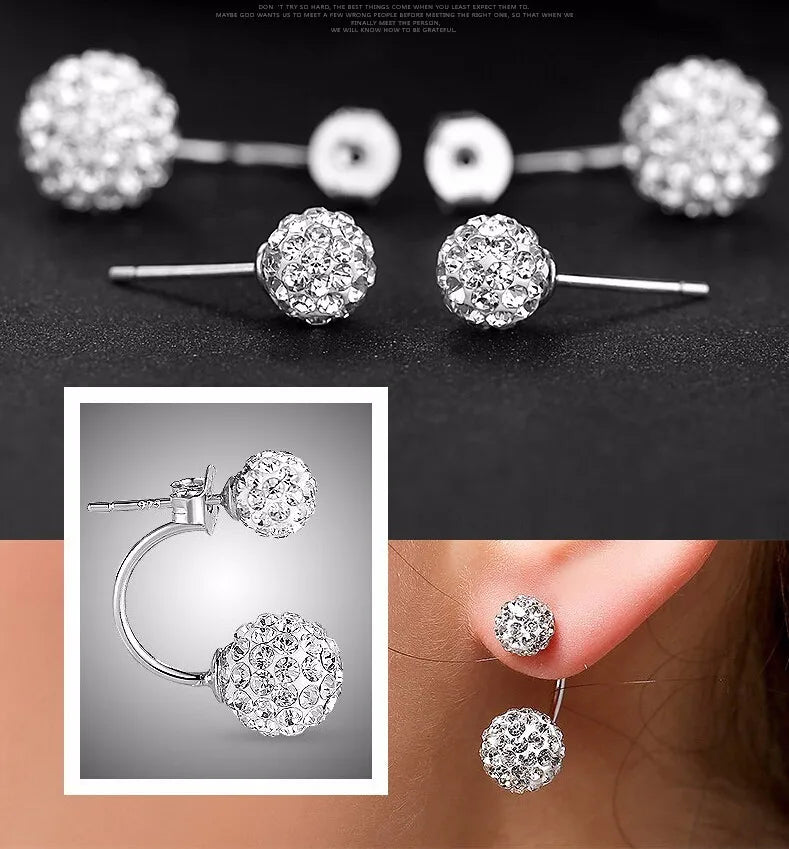 Sterling Silver Sparkle Earrings - Double Ball