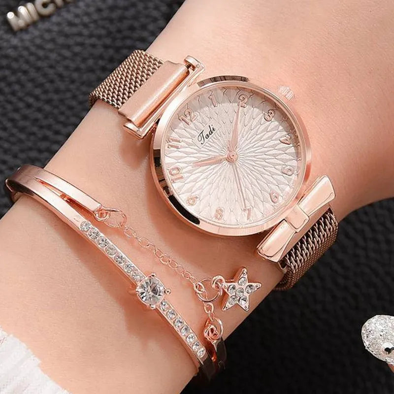 Feminine Quartz Bracelet Watch Set