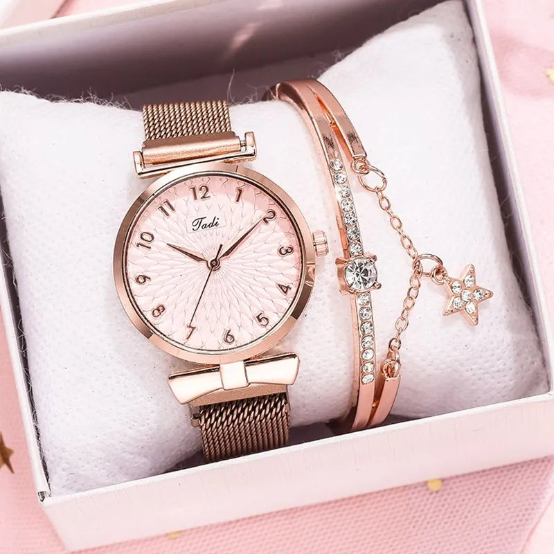 Feminine Quartz Bracelet Watch Set