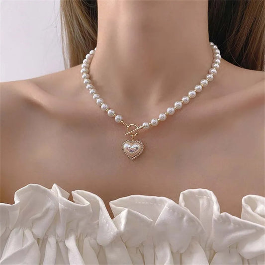 Elegance of Pearls with a Heart Pendant