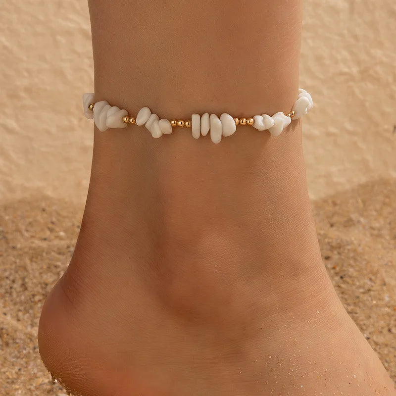 Beach Goddess Shell Chain Anklet Set