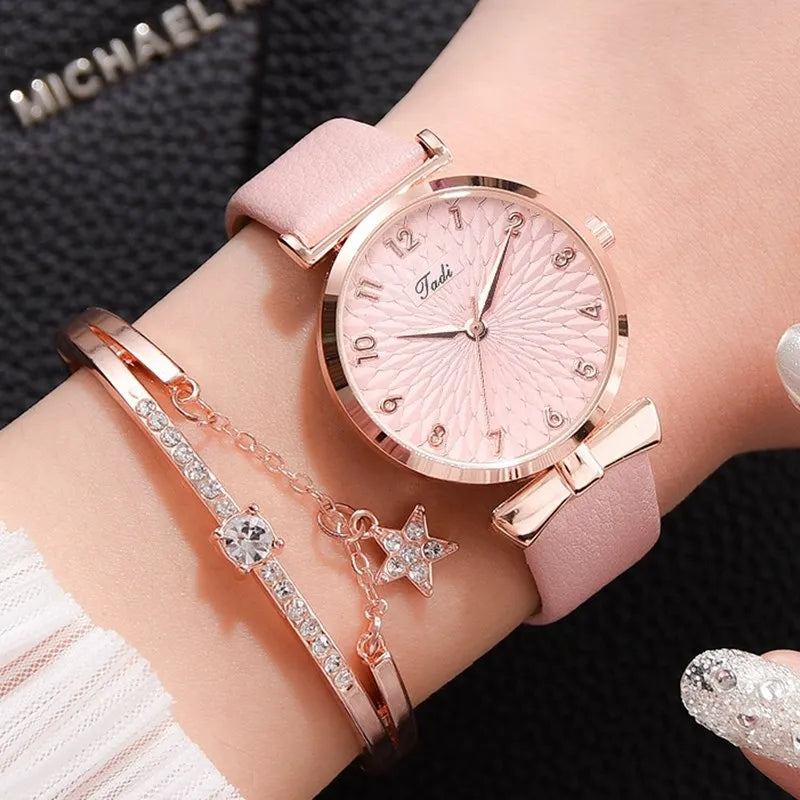 Feminine Quartz Bracelet Watch Set