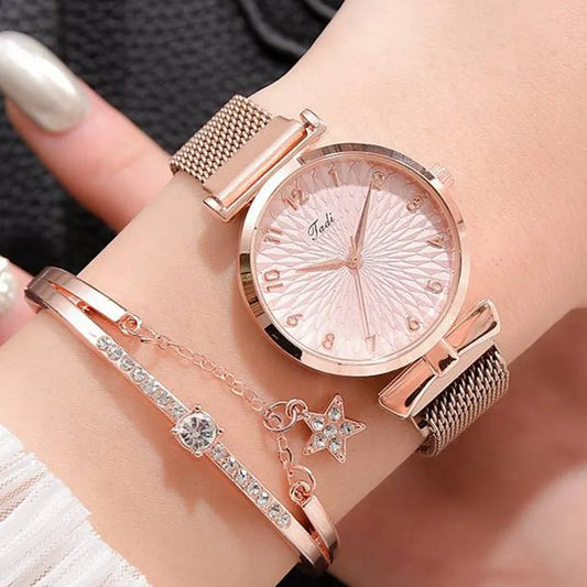 Feminine Quartz Bracelet Watch Set