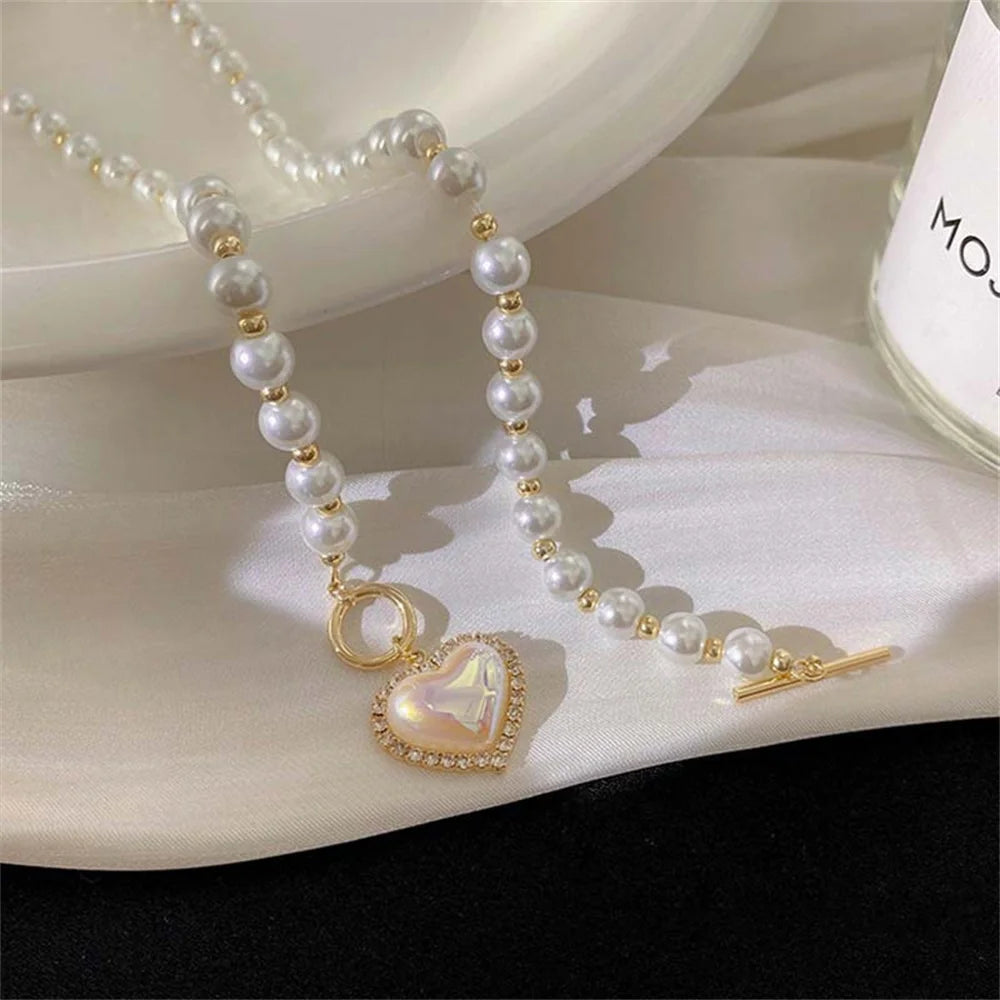 Elegance of Pearls with a Heart Pendant