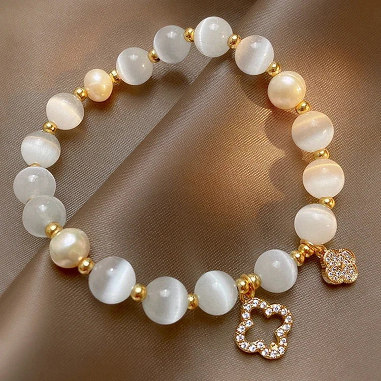 2024 Lucky Clover Pearl Crystal Bangle