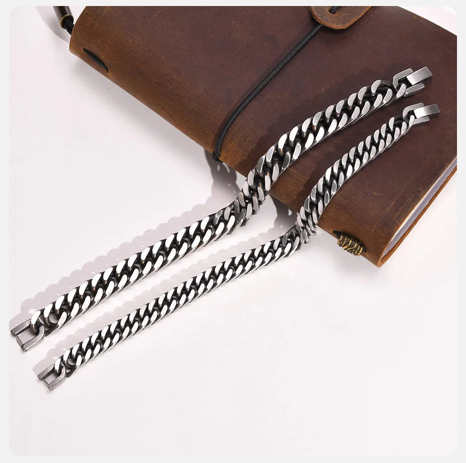 Chunky Cuban Steel Curb Bracelet