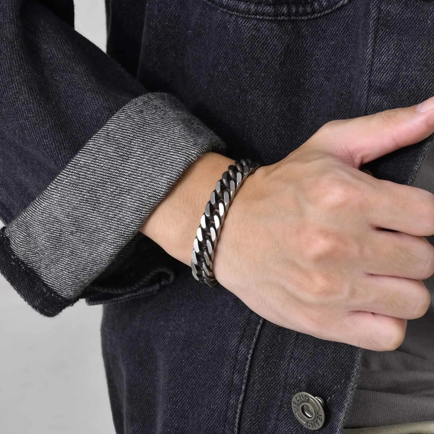 Chunky Cuban Steel Curb Bracelet