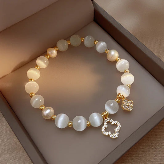 2024 Lucky Clover Pearl Crystal Bangle