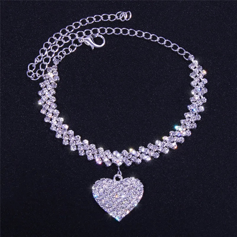 Heart Rhinestone Ankle Bracelet