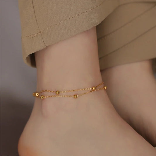 Stylish Multi-Layer Gold Anklet