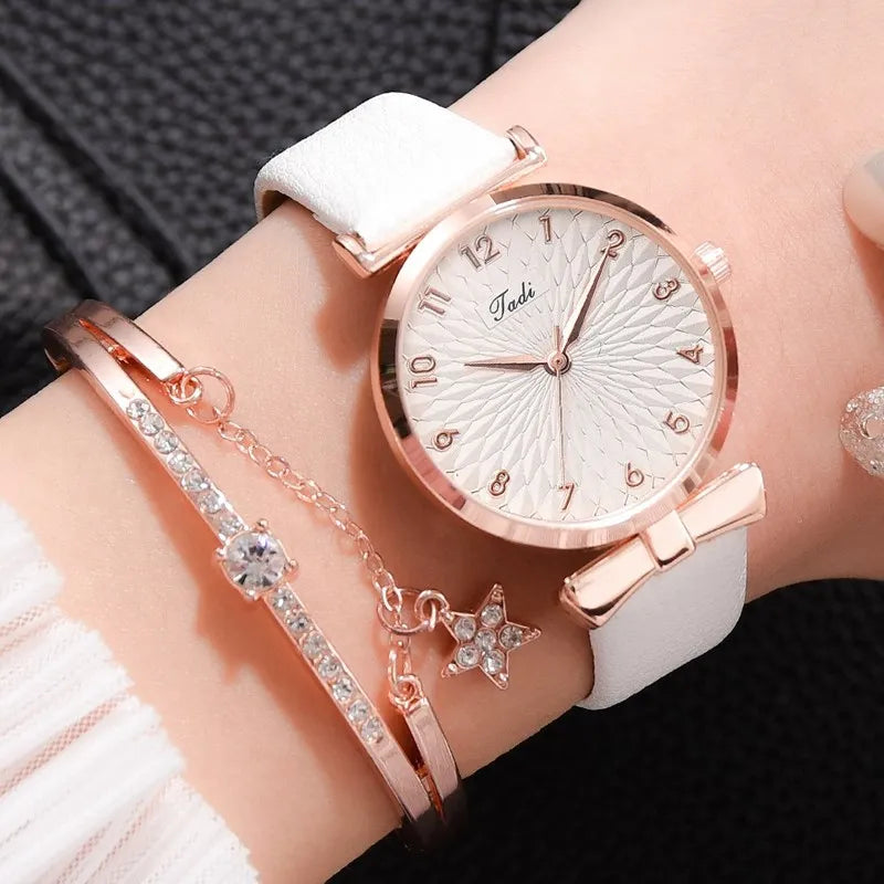 Feminine Quartz Bracelet Watch Set