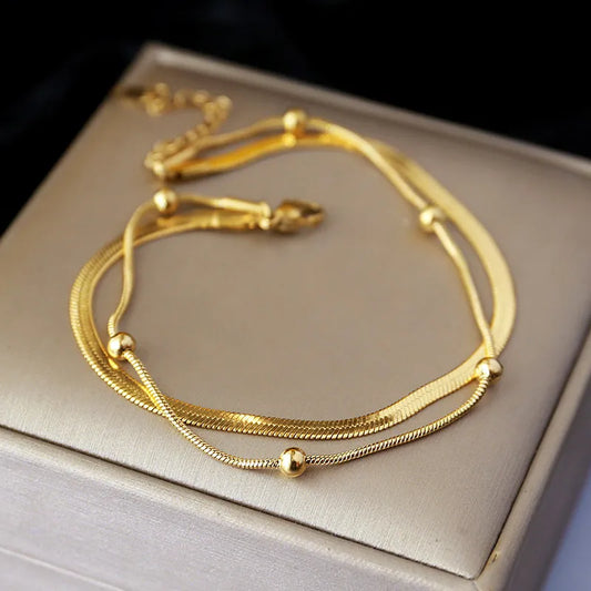 Golden Goddess Double-Layer Anklets