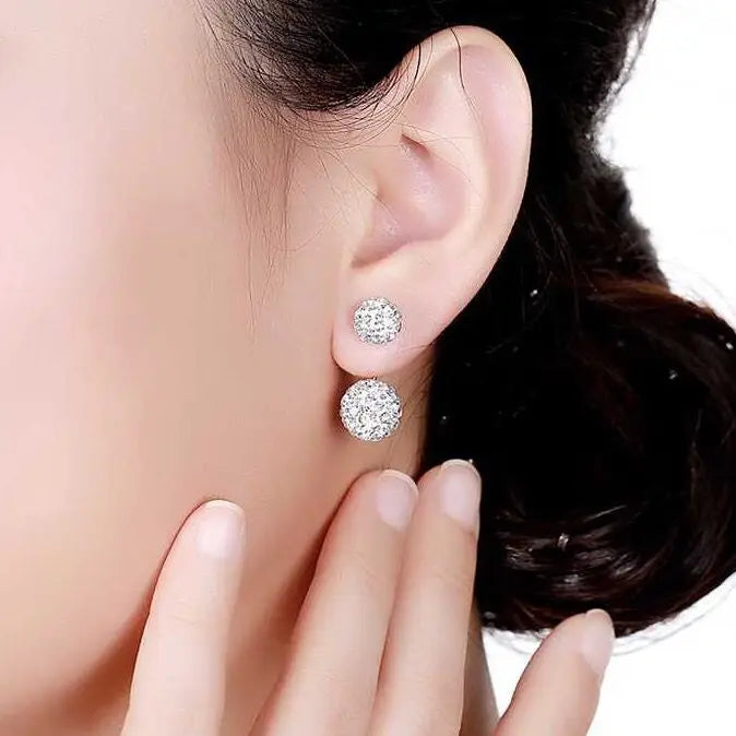 Sterling Silver Sparkle Earrings - Double Ball