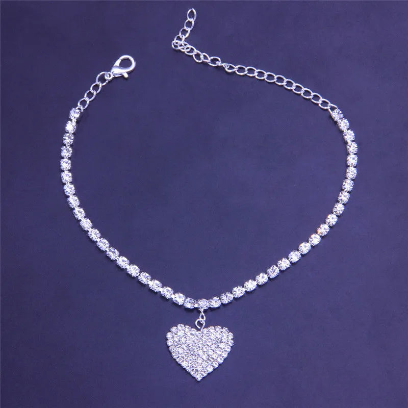 Heart Rhinestone Ankle Bracelet